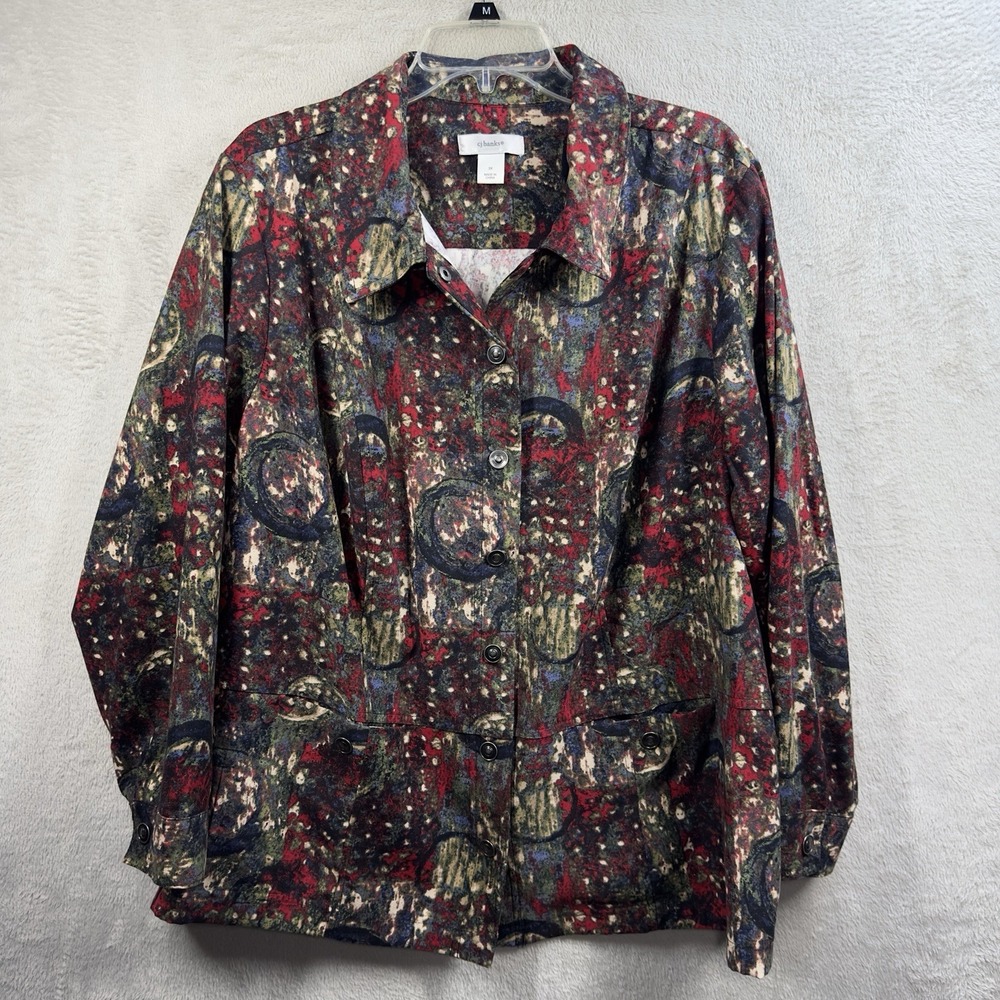 Christopher & Banks Women Multi Colored Snap Front Long Sleeve Shirt Jacket 3X
